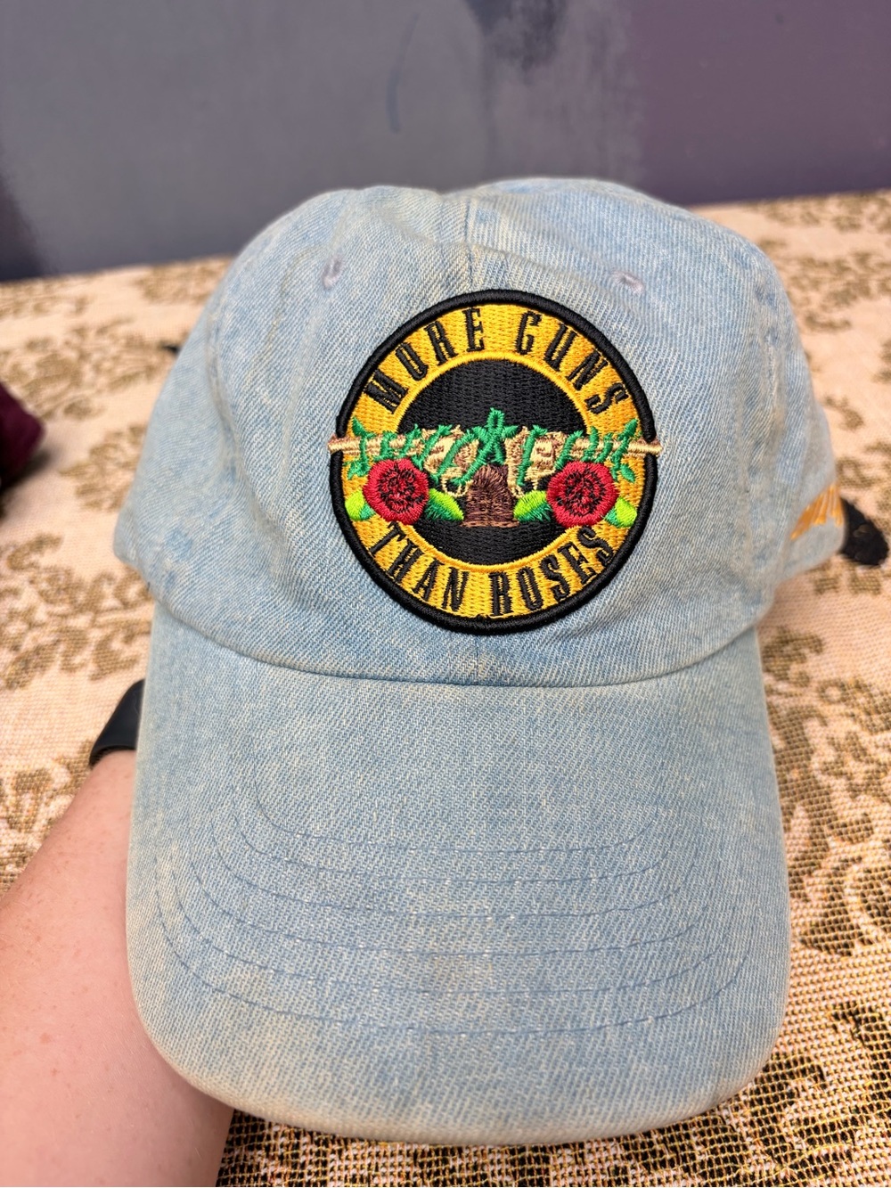 Women’s Newhattan More Guns Than Roses Denim Embroidered Dad Hat